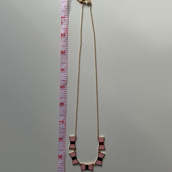 BRAND NEW Kate Spade Gold Plated Bow Shoppe Pink Enamel Collar Necklace - Picture 3 of 5